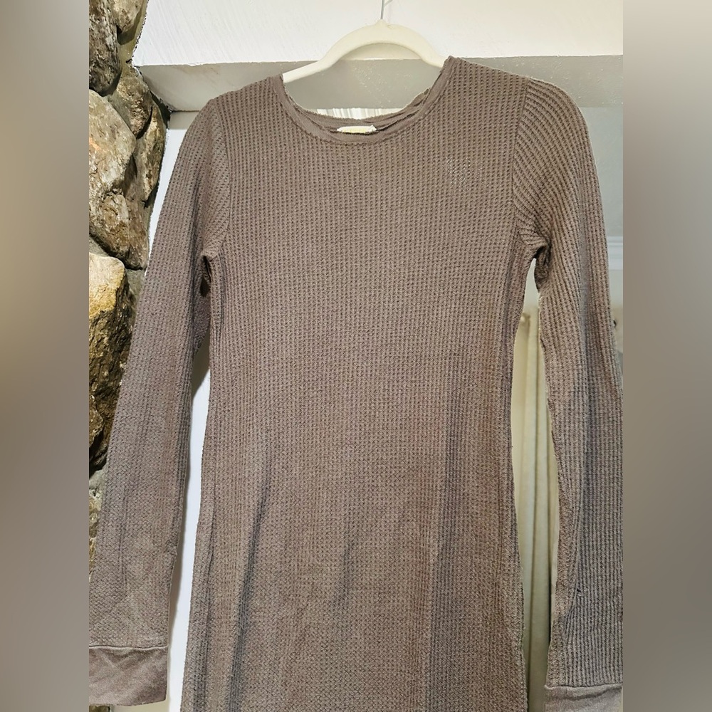 Nation LTD Alanna Long Sleeve Body Con Midi Dress Waffle Knit Gray Size S. - Picture 6 of 11